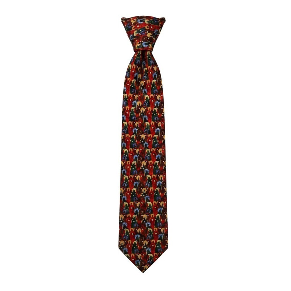 Carlos Santana Men's Silk Necktie Guitar Pattern Colorful Music Theme Dress Tie